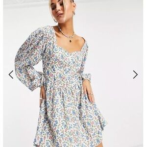 Daisy Street Milkmaid Corset Mini Dress in Spring Floral